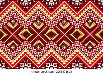 Geometric ethnic oriental seamless pattern art traditional Design for background,carpet,wallpaper,clothing,wrapping,Batik,fabric,Vector illustration.embroidery style.