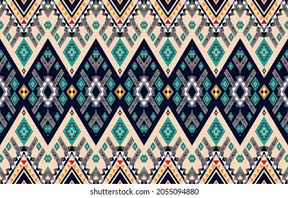 Geometric ethnic oriental seamless pattern traditional 
Design for background,carpet,wallpaper,clothing,wrapping,Batik,
fabric,Vector illustration.embroidery style.
