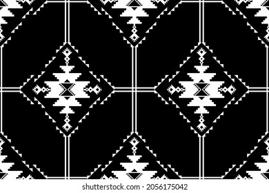 Geometric ethnic oriental seamless pattern traditional Design for background,carpet,wallpaper.clothing,wrapping,Batik fabric,Vector illustration.embroidery style - Sadu, sadou, sadow or sado