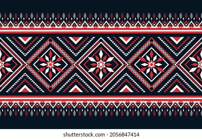 Geometric ethnic oriental seamless pattern traditional Design for background,carpet,wallpaper,clothing,wrapping,Batik,fabric,Vector illustration.embroidery style.