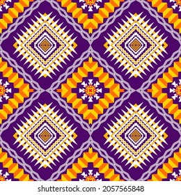 Diseño tradicional geométrico, étnico oriental, sin costuras, de fondo, alfombra, papel pintado, ropa, envoltura, batik, tela, ilustración vectorial.estilo bordado.