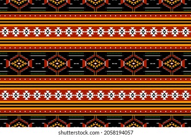 Geometric ethnic oriental seamless pattern traditional Design for background,carpet,wallpaper.clothing,wrapping,Batik fabric,Vector illustration.embroidery style - Sadu, sadou, sadow or sado