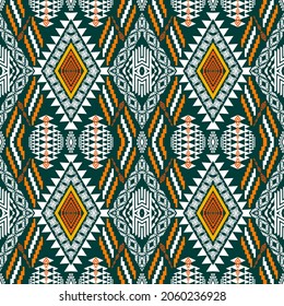 Diseño tradicional geométrico, étnico oriental, sin costuras, de fondo, alfombra, papel pintado, ropa, envoltura, batik, tela, ilustración vectorial.estilo bordado.
