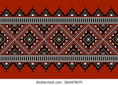Geometric ethnic oriental seamless pattern traditional Design for background,carpet,wallpaper.clothing,wrapping,Batik fabric,Vector illustration.embroidery style - Sadu, sadou, sadow or sado