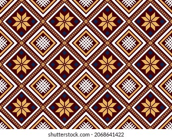 Diseño geométrico étnico oriental sin soldadura tailandés tradicional Diseño para fondo, alfombra, papel pintado, ropa, envoltura, batik,tela,ilustración vectorial.estilo bordado
