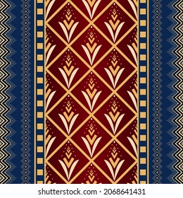 Diseño geométrico étnico oriental sin soldadura tailandés tradicional Diseño para fondo, alfombra, papel pintado, ropa, envoltura, batik,tela,ilustración vectorial.estilo bordado