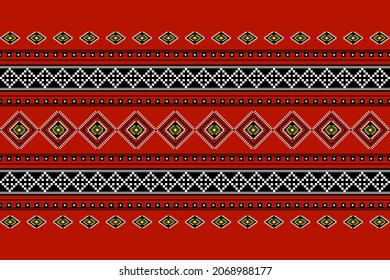 Geometric ethnic oriental seamless pattern traditional Design for background,carpet,wallpaper.clothing,wrapping,Batik fabric,Vector illustration.embroidery style - Sadu, sadou, sadow or sado