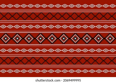 Geometric ethnic oriental seamless pattern traditional Design for background,carpet,wallpaper.clothing,wrapping,Batik fabric,Vector illustration.embroidery style - Sadu, sadou, sadow or sado