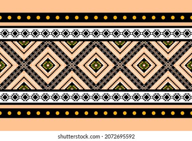 Geometric ethnic oriental seamless pattern traditional Design for background,carpet,wallpaper.clothing,wrapping,Batik fabric,Vector illustration.embroidery style - Sadu, sadou, sadow or sado