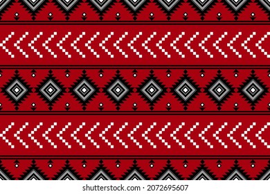 Geometric ethnic oriental seamless pattern traditional Design for background,carpet,wallpaper.clothing,wrapping,Batik fabric,Vector illustration.embroidery style - Sadu, sadou, sadow or sado