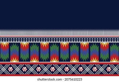 Patrón geométrico étnico oriental sin soldadura tradicional para el diseño textil, fondo, alfombra, papel pintado, ropa, envoltura, sarong, batik, tela, ilustración vectorial estilo bordado. EPS 10.