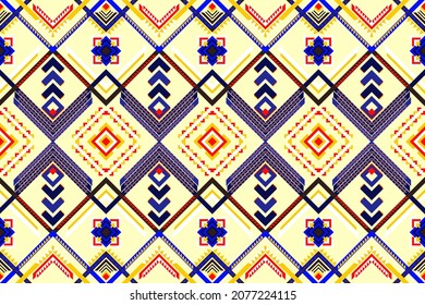 Geometrisches ethnisches, nahtloses Muster, traditionelles Design für Hintergrund, Teppich, Tapete, Kleidung, Umhüllung, Batik, Stoff, Vektorgrafik, Stickereistil.