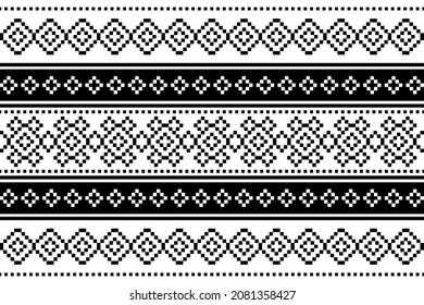 Geometric ethnic oriental seamless pattern traditional Design for background,carpet,wallpaper.clothing,wrapping,Batik fabric,Vector illustration.embroidery style - Sadu, sadou, sadow or sado