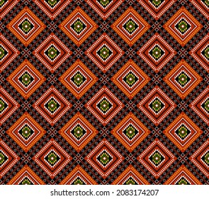 Geometric ethnic oriental seamless pattern traditional Design for background,carpet,wallpaper.clothing,wrapping,Batik fabric,Vector illustration.embroidery style - Sadu, sadou, sadow or sado