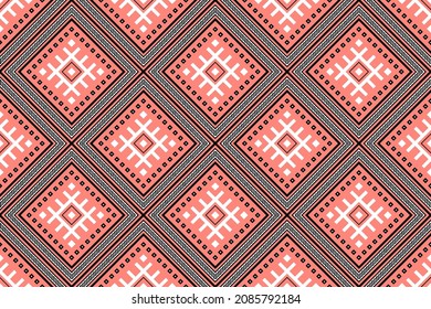 Geometric ethnic oriental seamless pattern traditional Design for background,carpet,wallpaper.clothing,wrapping,Batik fabric,Vector illustration.embroidery style - Sadu, sadou, sadow or sado