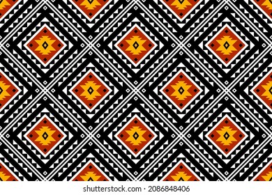 Geometric ethnic oriental seamless pattern traditional Design for background,carpet,wallpaper.clothing,wrapping,Batik fabric,Vector illustration.embroidery style - Sadu, sadou, sadow or sado