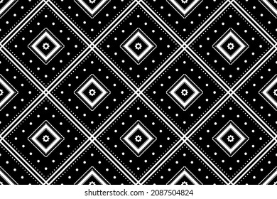 Geometric ethnic oriental seamless pattern traditional Design for background,carpet,wallpaper.clothing,wrapping,Batik fabric,Vector illustration.embroidery style - Sadu, sadou, sadow or sado