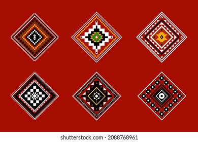 Geometric ethnic oriental seamless pattern traditional Design for background,carpet,wallpaper.clothing,wrapping,Batik fabric,Vector illustration.embroidery style - Sadu, sadou, sadow or sado