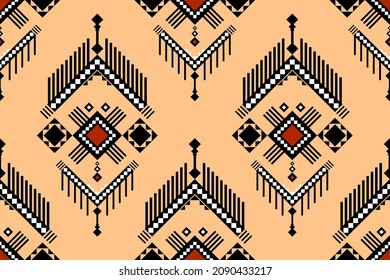Geometric ethnic oriental seamless pattern traditional Design for background,carpet,wallpaper.clothing,wrapping,Batik fabric,Vector illustration.embroidery style - Sadu, sadou, sadow or sado