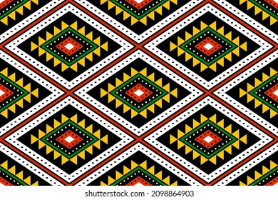 Geometric ethnic oriental seamless pattern traditional Design for background,carpet,wallpaper.clothing,wrapping,Batik fabric,Vector illustration.embroidery style - Sadu, sadou, sadow or sado