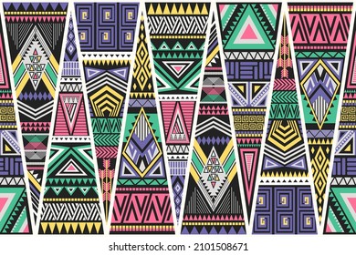 Geometric ethnic oriental seamless pattern traditional design for background, carpet, wallpaper, clothing, wrapping, fabric, embroidery style vector illustration.