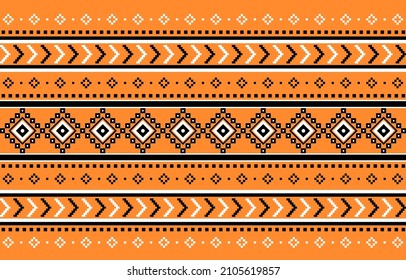 Geometric ethnic oriental seamless pattern traditional Design for background,carpet,wallpaper.clothing,wrapping,Batik fabric,Vector illustration.embroidery style - Sadu, sadou, sadow or sado