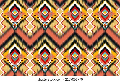 Geometric ethnic oriental seamless pattern traditional Design for background,carpet,wallpaper,clothing,wrapping,Batik, fabric,Vector illustration.embroidery style.