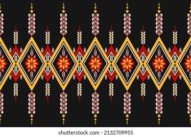 Geometric ethnic oriental seamless pattern traditional. Colorful flower decoration. Design for background, wallpaper, vector illustration, textile, fabric, clothing, batik, carpet, embroidery.
