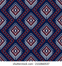 Geometric ethnic oriental seamless pattern traditional Design for background,carpet,wallpaper.clothing,wrapping,Batik fabric,Vector illustration.embroidery style - Sadu, sadou, sadow or sado