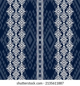 Geometric ethnic oriental seamless pattern traditional Design for background,carpet,wallpaper.clothing,wrapping,Batik fabric,Vector illustration.embroidery style - Sadu, sadou, sadow or sado