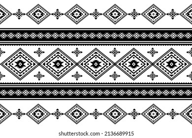 Geometric ethnic oriental seamless pattern traditional Design for background,carpet,wallpaper.clothing,wrapping,Batik fabric,Vector illustration.embroidery style - Sadu, sadou, sadow or sado