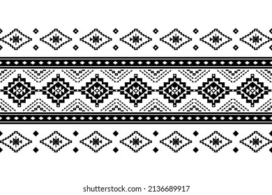 Geometric ethnic oriental seamless pattern traditional Design for background,carpet,wallpaper.clothing,wrapping,Batik fabric,Vector illustration.embroidery style - Sadu, sadou, sadow or sado