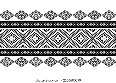Geometric ethnic oriental seamless pattern traditional Design for background,carpet,wallpaper.clothing,wrapping,Batik fabric,Vector illustration.embroidery style - Sadu, sadou, sadow or sado