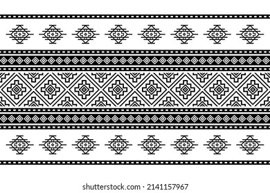 Geometric ethnic oriental seamless pattern traditional Design for background,carpet,wallpaper.clothing,wrapping,Batik fabric,Vector illustration.embroidery style - Sadu, sadou, sadow or sado