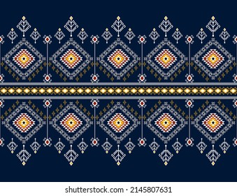 Geometric ethnic oriental seamless pattern traditional Design for background,carpet,wallpaper.clothing,wrapping,Batik fabric,Vector illustration.embroidery style, Sadu.