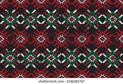 Geometrisches ethnisches, nahtloses Muster, traditionelles Design. Design für Hintergrund, Teppich, Tapete, Kleidung, Umhüllung, Batik-Gewebe. Vektorgrafik. Stickereistil. Abstrakter Hintergrund.