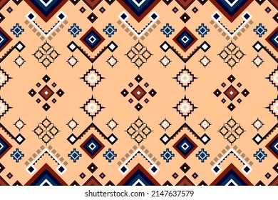 Geometric ethnic oriental seamless pattern traditional Design for background,carpet,wallpaper.clothing,wrapping,Batik fabric,Vector illustration.embroidery style, Sadu.