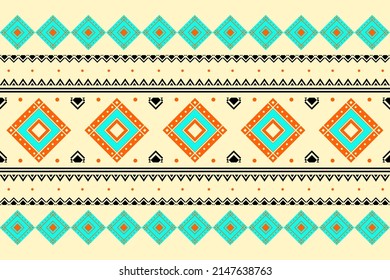 Geometric ethnic oriental seamless pattern traditional Design for background,carpet,wallpaper.clothing,wrapping,Batik fabric,Vector illustration.embroidery style, Sadu.