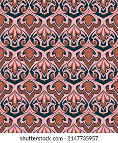 Patrón geométrico étnico oriental sin costuras Diseño tradicional para fondo, alfombra, papel pintado, ropa, envoltura, Batik,tela,Ilustración vectorial.estilo de bordado para la moda femenina
