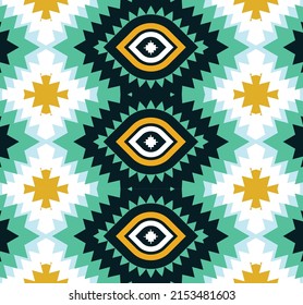 Geometric ethnic oriental seamless pattern traditional Design for background,carpet,wallpaper,clothing,wrapping,Batik,fabric,Vector illustration.embroidery style.