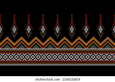 Geometric ethnic oriental seamless pattern traditional Design for background,carpet,wallpaper.clothing,wrapping,Batik fabric,Vector illustration.embroidery style, Sadu.