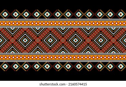 Geometric ethnic oriental seamless pattern traditional Design for background,carpet,wallpaper.clothing,wrapping,Batik fabric,Vector illustration.embroidery style, Sadu.