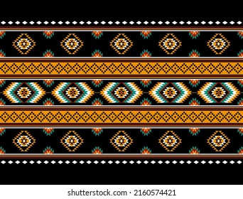 Geometric ethnic oriental seamless pattern traditional Design for background,carpet,wallpaper.clothing,wrapping,Batik fabric,Vector illustration.embroidery style, Sadu.