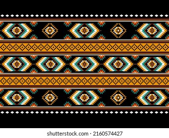 Geometric ethnic oriental seamless pattern traditional Design for background,carpet,wallpaper.clothing,wrapping,Batik fabric,Vector illustration.embroidery style, Sadu.
