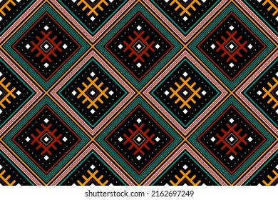 Geometric ethnic oriental seamless pattern traditional Design for background,carpet,wallpaper.clothing,wrapping,Batik fabric,Vector illustration.embroidery style, Sadu.