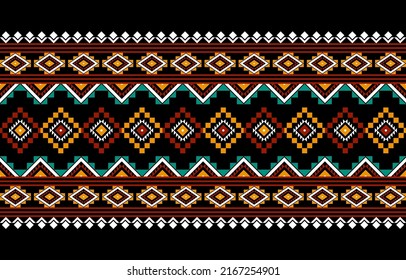 Geometric ethnic oriental seamless pattern traditional Design for background,carpet,wallpaper.clothing,wrapping,Batik fabric,Vector illustration.embroidery style, Sadu.