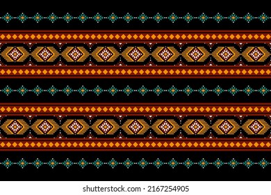 Patrón geométrico étnico oriental sin costuras Diseño tradicional para fondo, alfombra, papel pintado.ropa,envoltura,tela batik,Ilustración vectorial.estilo bordado, Sadu.