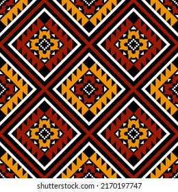 Patrón geométrico étnico oriental sin costuras Diseño tradicional para fondo, alfombra, papel pintado.ropa,envoltura,tela batik,Ilustración vectorial.estilo bordado, Sadu.