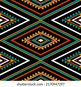 Geometric ethnic oriental seamless pattern traditional Design for background,carpet,wallpaper.clothing,wrapping,Batik fabric,Vector illustration.embroidery style, Sadu.