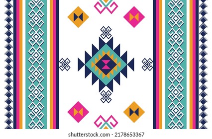 Geometric ethnic oriental seamless pattern traditional design. Design for background, carpet, wallpaper, and clothing. Vector illustration. embroidery style. Abstract background. Boho motifs.